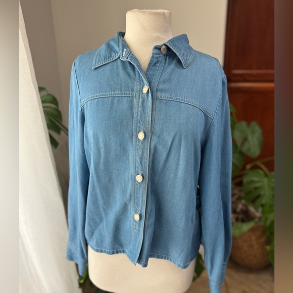 Pendleton Tops - Pendleton Petite M Tencel Chambray‎ Jacket/Shirt – Adjustable Waist Tabs